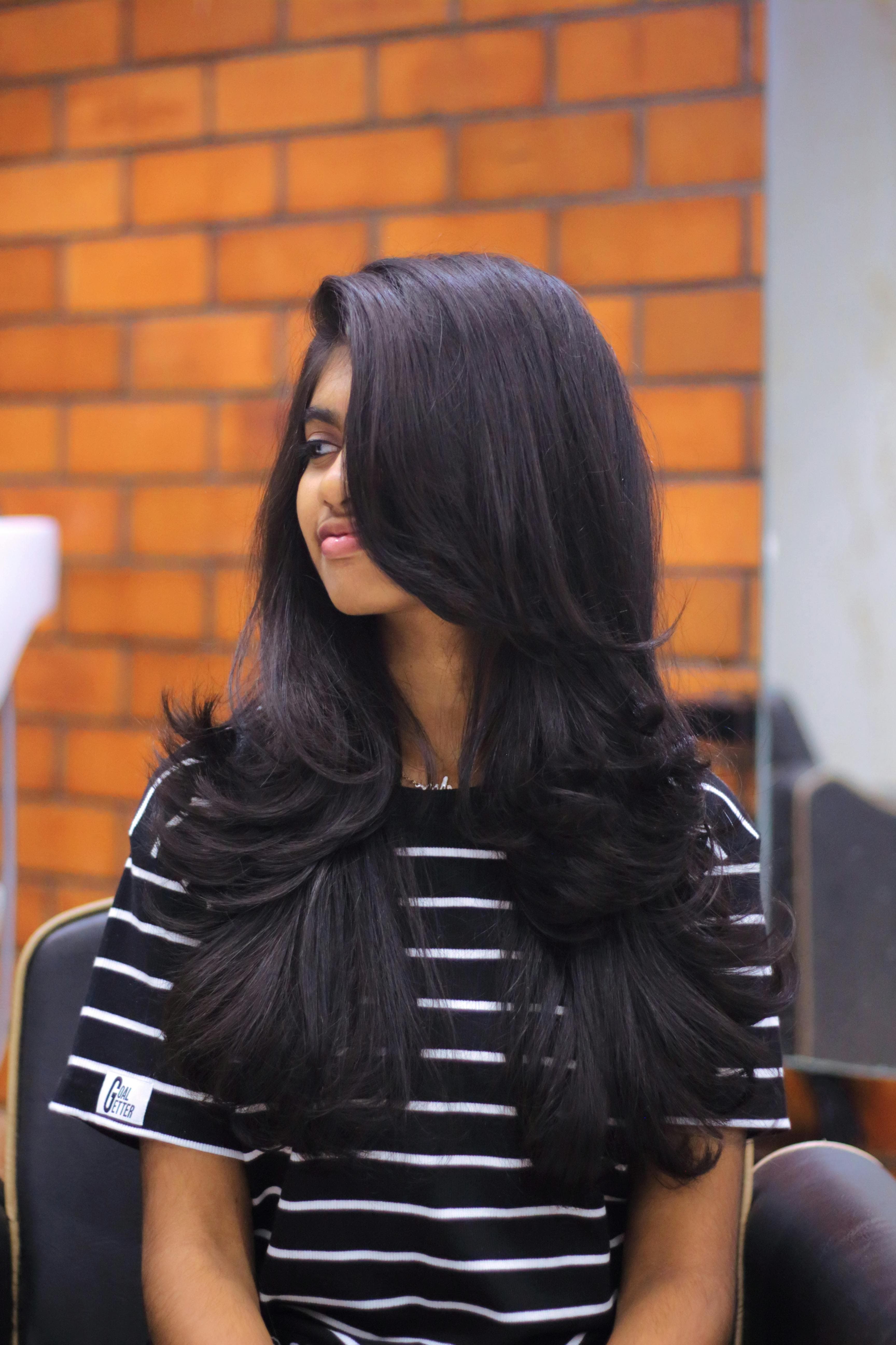 Client hairstyling result at U & Me Women's Salon HSR Layout Bengaluru